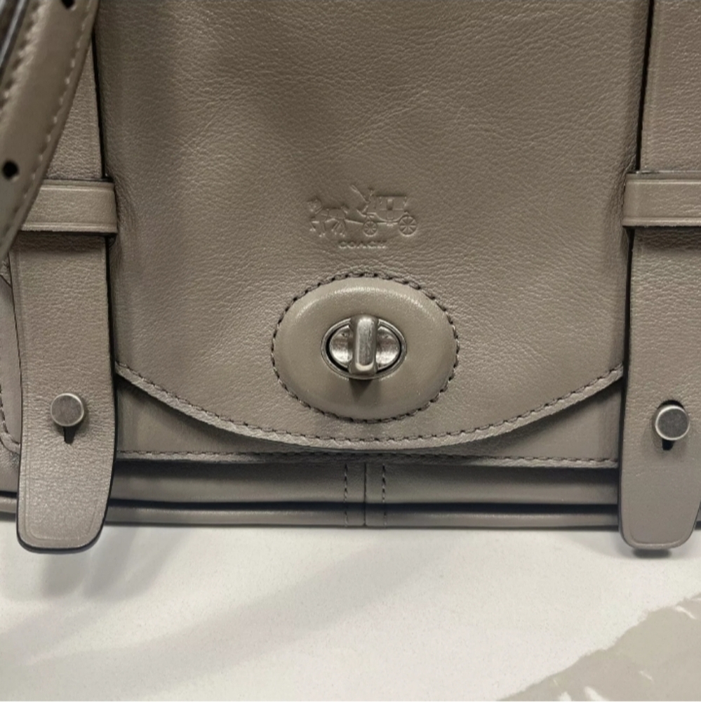 Coach Bleecker Brooklyn Leather Messenger Gray Satchel "Like New" Handbag